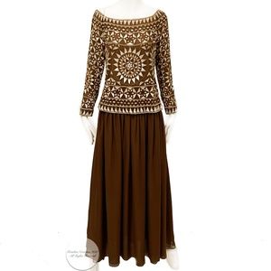 Vintage Valentino Evening Gown 2pc Formal Dress Runway '89 Medieval Mosaic RARE